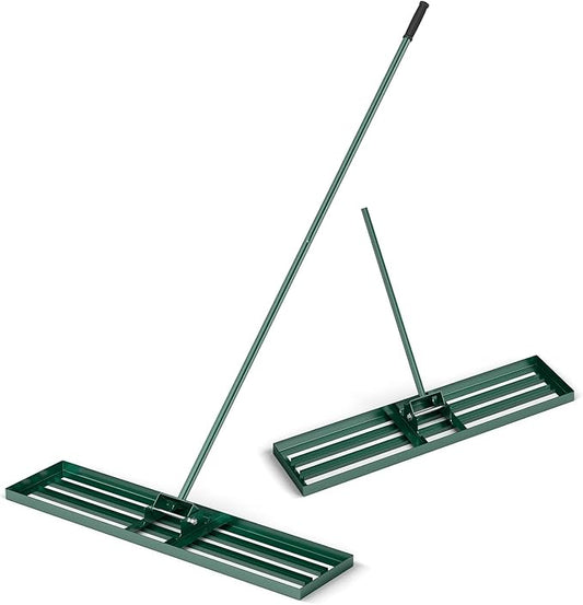 Goplus Lawn Leveling Rake, 42" x 10" Heavy Duty Level Lawn Tool w/ Ergonomic Handle for Soil, Effort-Saving Landscape Rake for Garden, Backyard, Golf Course, Farm, Pasture
