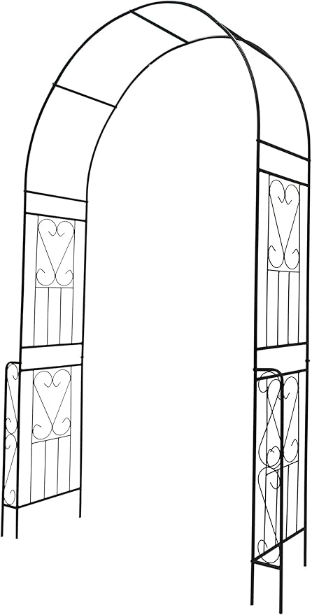 Metal Garden Arch, Assembly Garden Arbor Trellis Climbing Plants Support Rose Arch Outdoor Wedding Arch Party Events Archway (W55'' x H94.5'', Cream White)