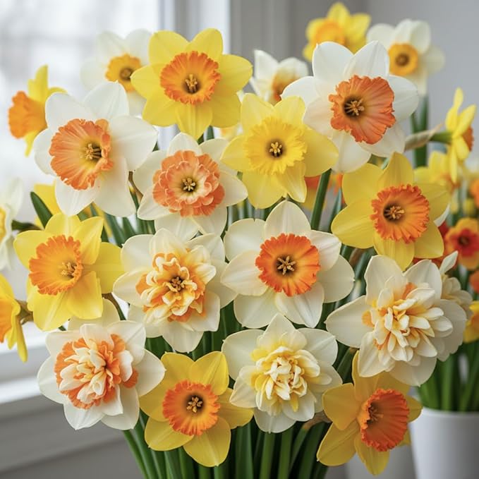 Set 30 Daffodil Bulls for Planting, Top Size Narcissus Flower Bulbs, Perennial Spring Flowers, Cold Hardy, Ideal for Gardens, Pots and Landscaping (Mixed Daffodil)