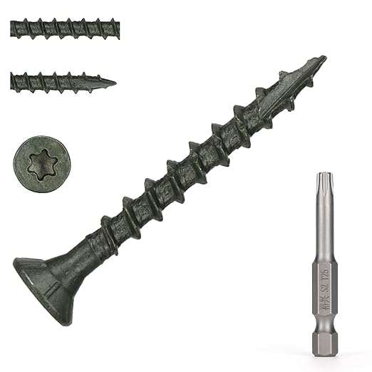 Wood Screws #8 x 1-1/2’’, T25 Star Torx Drive Flat Head Deck Screws, Green, 165Pcs (1lb)