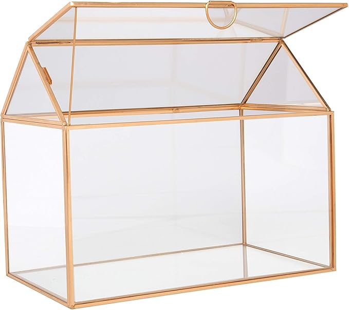 D'Eco Glass House Centerpiece (10"x6"x8") - Tabletop Planter Terrarium for Home Decor & Wedding Letterbox - Fill w/Succulents, Holiday Decorations, Mini Trees & Ornaments - Xmas Gift for Plant Lovers