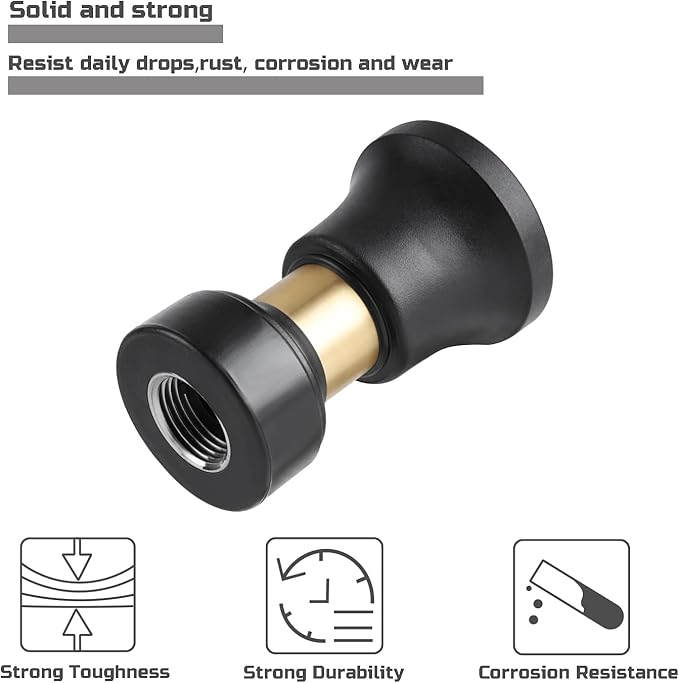 Hose Nozzle, Lichamp Heavy Duty Brass Fireman Style High Power Leak Proof Adjustable Garden Water Sprayer, Suitable for Car Wash, Patio Cleaning, Watering Lawn and Garden, Shower Pets (Black)