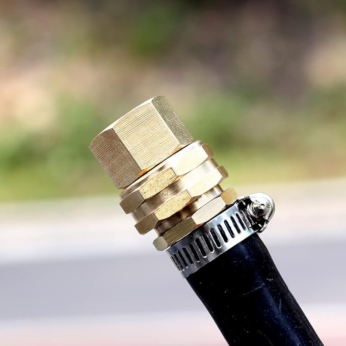 3/4" GHT Female to 1/2" NPT Female Brass Adapter - Quick-Rotating Garden Hose Connector (6 Pack)