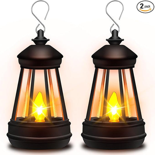 Mini Solar Lantern Lights Replacement for Outdoor Statue, Small Hanging Lantern Replacement, Waterproof Garden Decor Outdoor Lighting Decorative Lights for Yard Patio Lighting, Warm White, 2 Pack