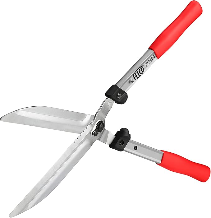 FELCO F250-57 Swiss Made Hedge Shears for Gardening – 22" Lightweight Precision Clippers for Shrub Trimming | Hedge Scissors | Trimmer Tool with Chromed Carbon Blades | I-Beam Handles