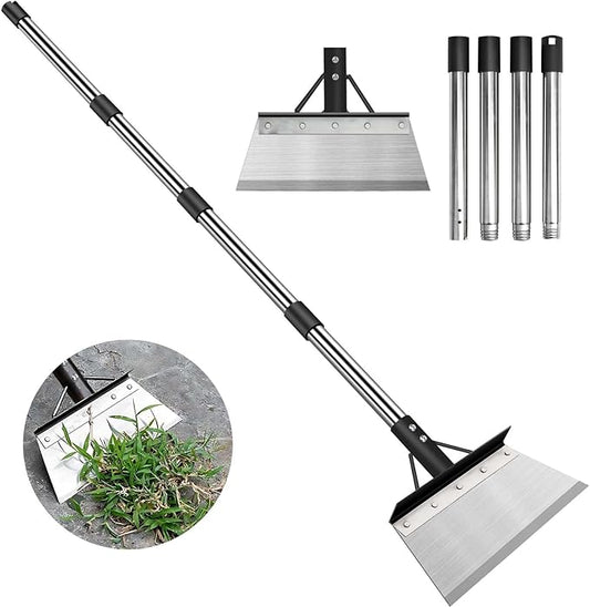 Multifunctional Garden Cleaning Shovel, Heavy Duty Steel Flat Shovel with 59" Adjustable Handle, Snow Ice Scraper, Outdoor Spade Tool for Weeding, Lawn Edging, Digging, Ice Removal