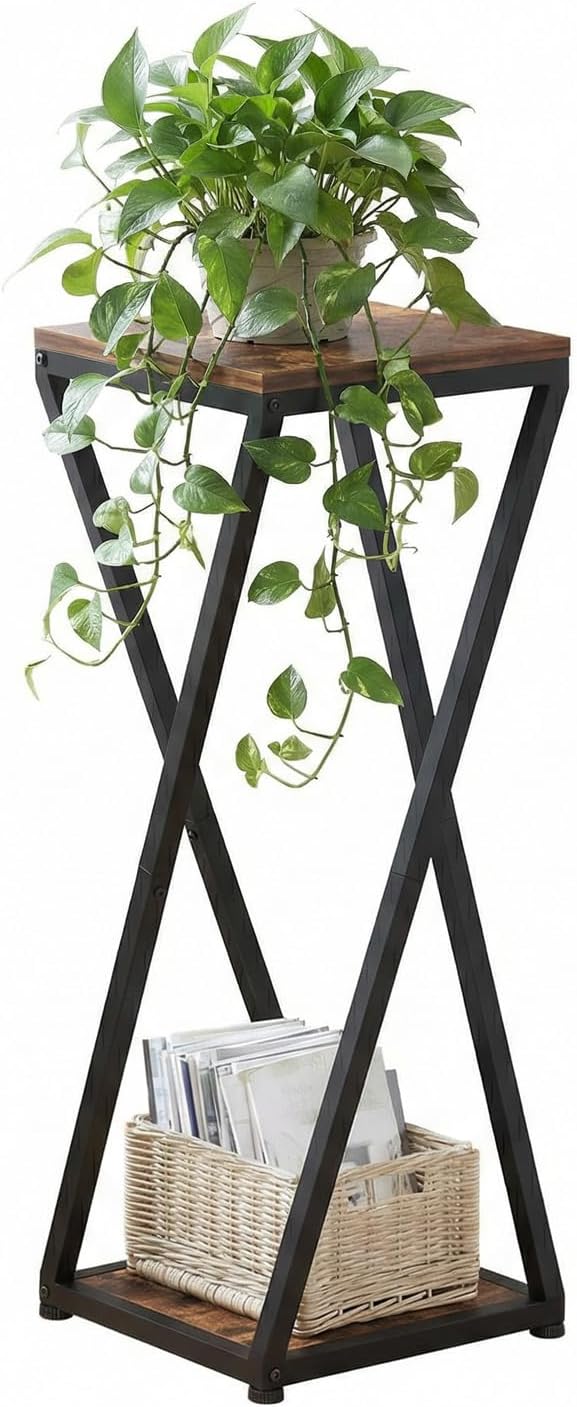 2-Tier Tall Plant Stand Indoor, Corner Plant Stands for Indoor Plants Multiple, Small End Table for Living Room, Corner Side Table for Home Decor