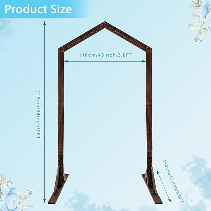 7 FT Wooden Arch Wood Arches Wedding Arches for Ceremony Wooden Arbor Arch Backdrop Stand for Indoor Outdoor Wedding Party Garden Beach Forest Rustic Boho Decor