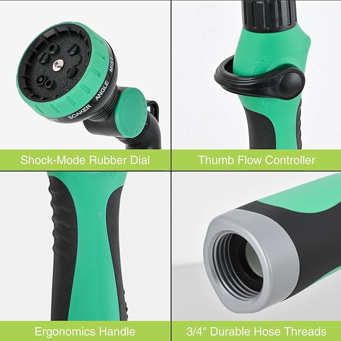 Yesker Watering Wand for Garden Hose, 35 Inch, 9 Spray Patterns, Adjustable Water Sprayer with Pivoting Head, Garden Hose Nozzle with Thumb Flow Control, Ideal for Water Hanging Baskets and Shrubs