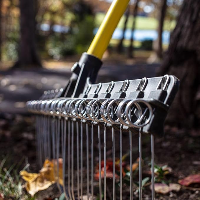 THE GROUNDSKEEPER II Rake 55-inch Lightweight Fiberglass Handle, 21-inch Head, Durable Steel Tines for Gardening, De-Thatching or Professional Landscaping (6-Pack)
