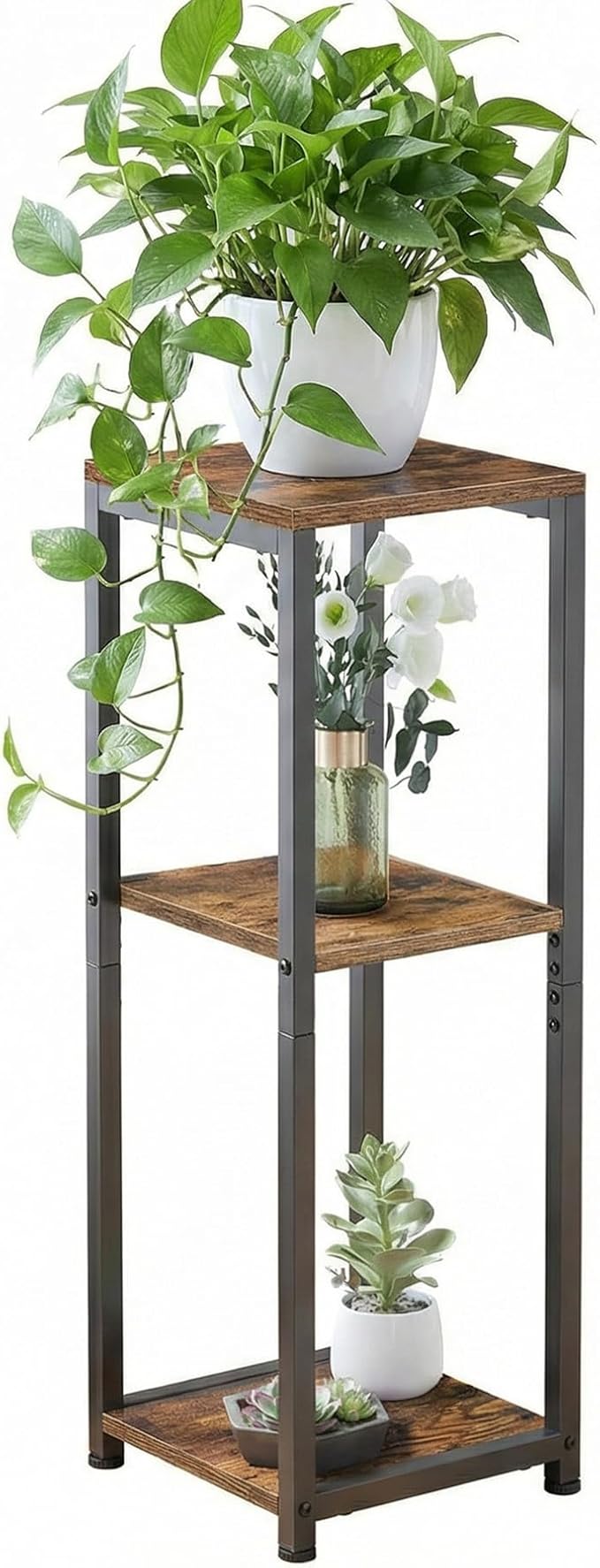 3-Tier Tall Plant Stand Indoor, Corner Plant Stands for Indoor Plants Multiple, Multi-Functional Small Side Table for Living Room, Bedroom, Balcony