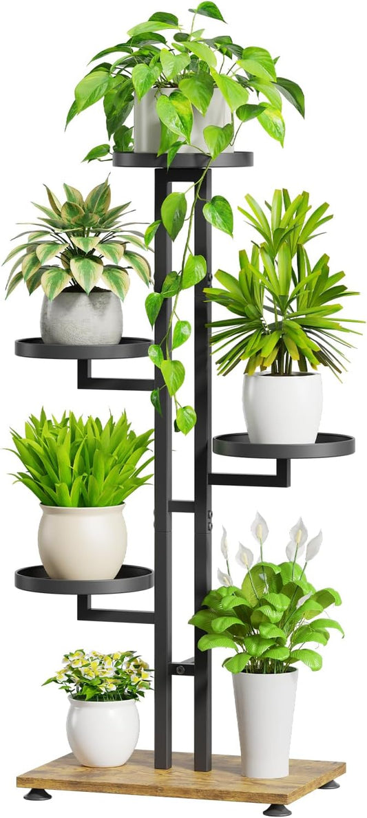 iDavosic.ly 4 Tier Plant Stand Indoor Outdoor, Tiered Corner Multiple Flower Pot Holder Shelf, Metal 34 Inch Tall Display Rack for Patio Porch Living Room Garden Balcony Bedroom, Black