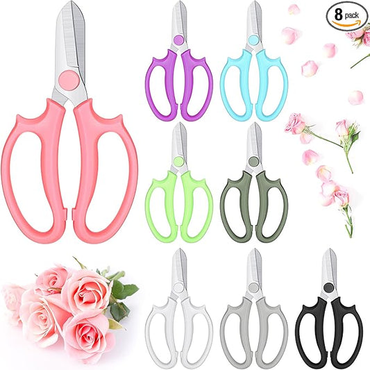 Kigeli 8 Pieces Garden Flower Scissors Floral Shears Garden Pruning Shears with Comfortable Handles for Flower Arrangement Fruit Picking Trimming Household