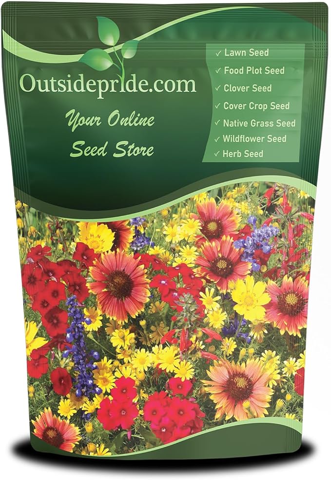 Outsidepride Texas & Oklahoma Wildflower Seed Mix - 5 lbs. Drought-Tolerant, Blend of Annual & Perennial Flower Seeds for Vibrant, Pollinator-Friendly Gardens, Thrives in Full Sun & Well-Drained Soil