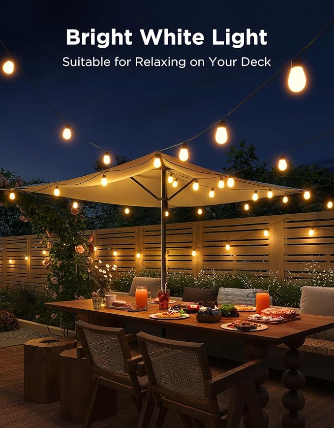 Govee S14 Bulb Outdoor String Lights 2, 144ft Smart RGBIC Warm White Patio Lights with 45 LED Bulbs, 111 Scene Modes for Outdoor Decor, Works with Alexa, Google, Matter, APP Control, IP66 Waterproof