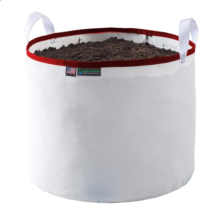 Grow Bag 25 Gallon, Planting Pots - Colorful Plant Grow Bags Pots Gardening Vegetable - Air Pruning Mesh Fabric Plant Container - (White/Red)