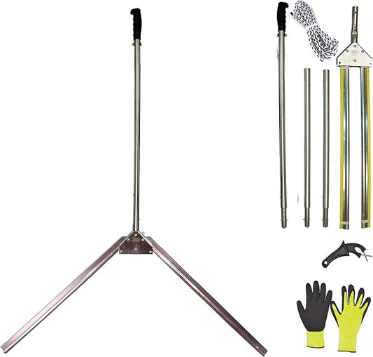 Water Land & Home Weed Shear 49" Aquatic Weed Cutter – V-Shaped Razor Blade Lake & Pond Seaweed Removal Tool – Cuts Milfoil, Hydrilla, Lily Pads – Includes Cord, Sharpener & Gloves