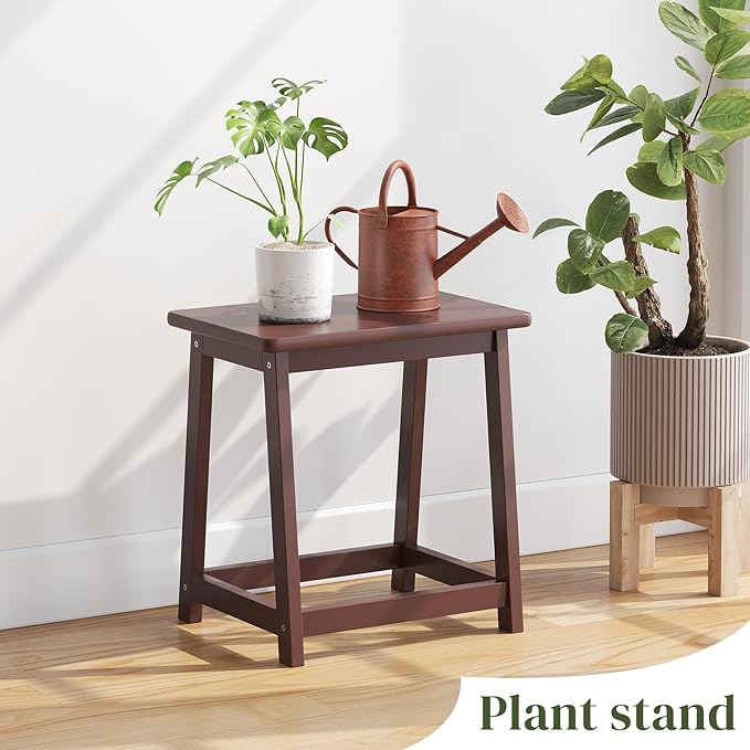 Wood end Table, Small Bench Seat, Wood Bathroom Vanity Bench, Plant Stand, Shoe Changing Handmade Stool for Kids or Adults(Coffee, Large)