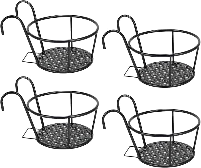 4 Pack Hanging Baskets Pot Stand Plant Holders for Porch Railing