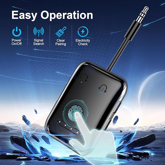 Premium Bluetooth 5.4 Transmitter, Airplane Wireless Adapter, Supports 2 AirPods/Headphones, Bluetooth Transmitter for TV, Airplane, Gym, with aptX Adaptive & Low Latency
