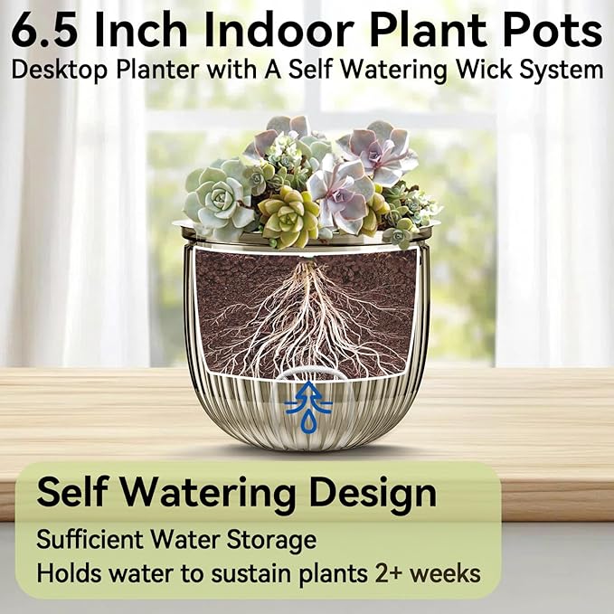 ZeeDix 3 Pack Self Watering Hanging Planters, 6.5 Inch Indoor Plant Pots with 3 Hooks Visible Water Level and Drainage for Home, Wall, Window Decor Outdoor Use(Starry Gray)