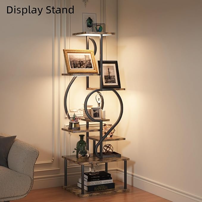 Plant Stand Indoor with Grow Light,8 Tiered Indoor Plant Stand,58" Tall Plant Flower Shelf,Creative Note Shaped Plant Holder for Home,Patio,Brown