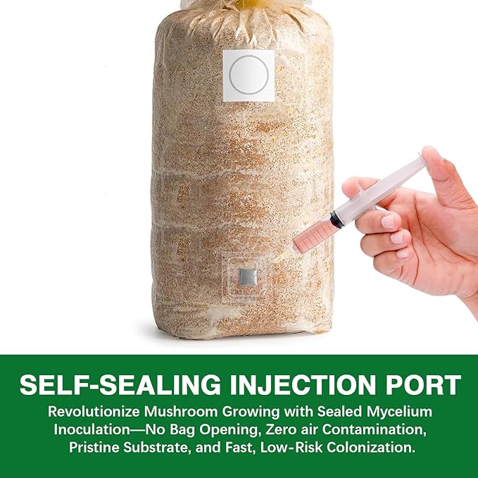 Mushroom Grow Bags, 20 Pack 6 Mil Polypropylene Mushroom Spawn Bag 8"x5"x20" 0.2 Micron Filter Patch, with Injection Port, Autoclavable Bags