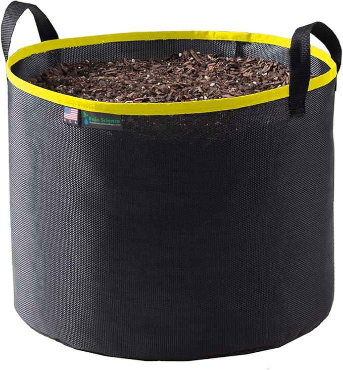 Grow Bag 15 Gallon, Planting Pots - Colorful Plant Grow Bags Pots Gardening Vegetable - Air Pruning Mesh Fabric Plant Container - (Black/Yellow)