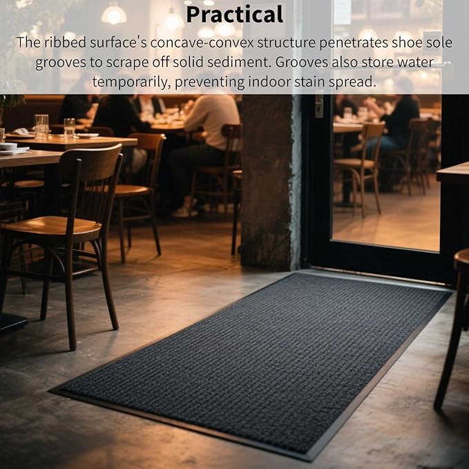 2 Pack 73"x46" Brush Step Entrance Mat - Indoor Outdoor Carpet Doormat with Deep Scraper & Rubber Border, for Dry Indoor/Outdoor Use at Door, Patio, Garage, Kitchen, Laundry Room