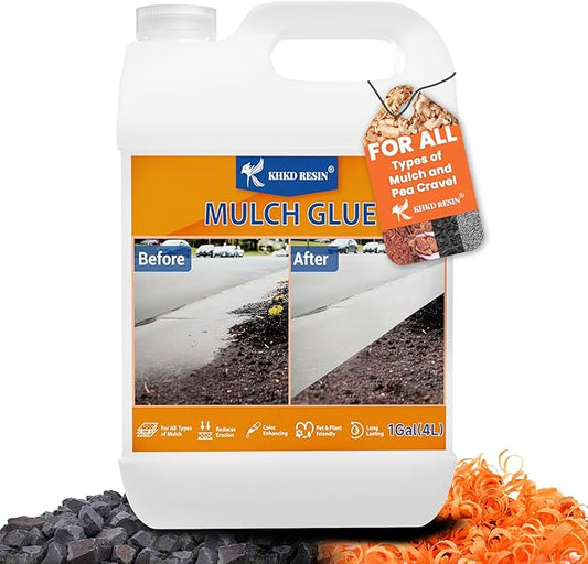 Mulch Glue for Landscaping, 1 Gallon Rock Glue, Pea Gravel Binder Stabilizer, Bond Lock Rubber Mulch Anchor, Strong Rock Lock, Safe Landscape Adhsive for Lawn, Patio, Garden Border