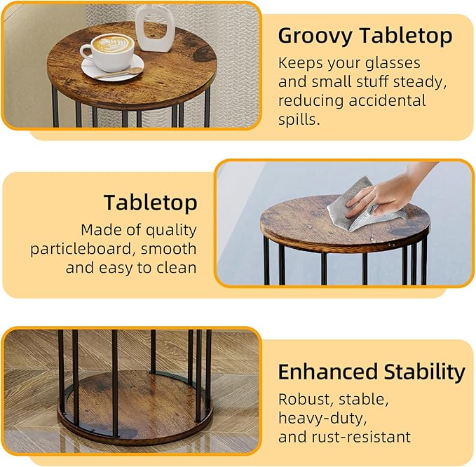 Plant Stand Indoor,small plant stool,Flower Pot Corner stand holder,Mid Century Heavy Duty Metal Tall Home Decor,Modern Round End Table,Small Rustic Display Stand for Living Room,Bedroom (Brown,3 Packs)