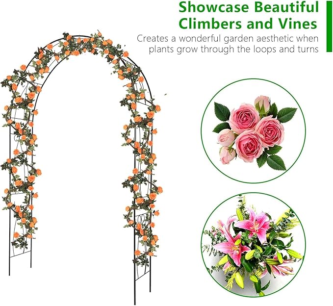 KINTNESS Garden Arch Steel Arbor Arbour Trellis Archway for Climbing Vines and Plants Elegant Pergola for Garden Lawn Backyard Patio Outdoor