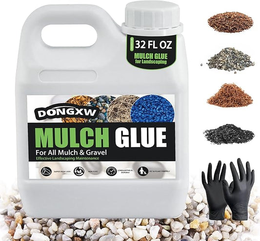 Mulch Glue for Landscaping, Easy Hold Rock Glue for Landscaping, Fast Drying Landscape Mulch Stone Glues for Rocks Binder, Non-Toxic Strong Mulches Binder Pea Gravel Lock - 32oz