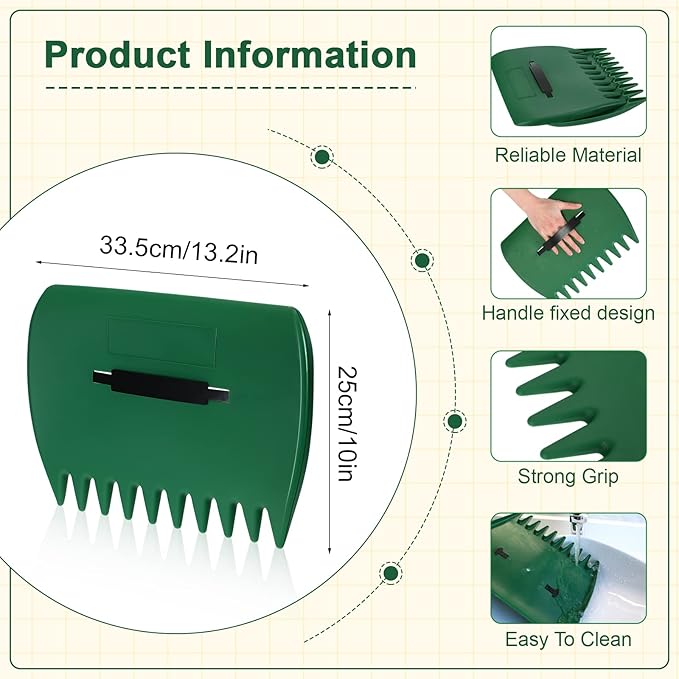 Sherr 6 Pcs Leaf Scoops Hand Rakes, Large Leaf Scoops and Claws Lightweight Plastic Leaves Grabbers for Picking up Leaves, Clippings, Grass, Collect Garden Rake Scooper