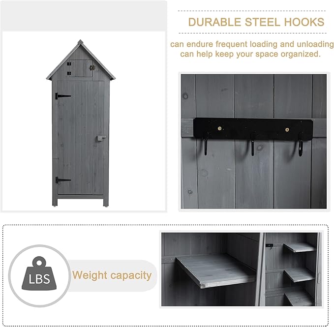 KEIKI 30.3" L Outdoor Storage Cabinet Tool Shed,Wood Frame with Sloped Roof Lockable Door for Patio Furniture