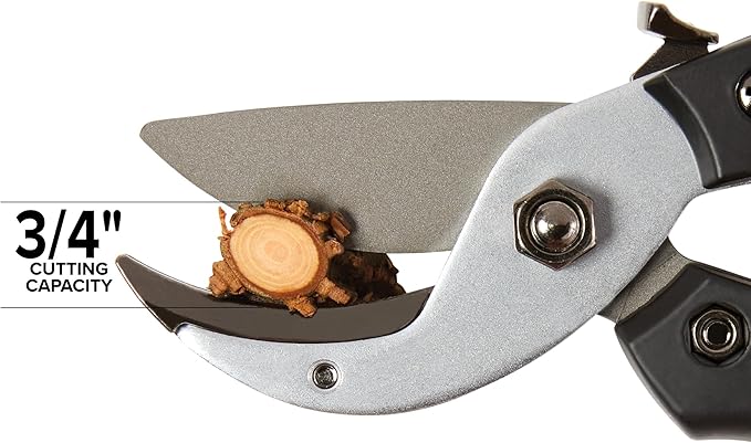 Jameson Anvil Pruning Shears – Heavy-Duty Professional Grade Pruner, 3/4” Cutting Capacity, Non-Stick Coating, Ergonomic Grip, Durable Aluminum Frame for Precision and Long-Lasting Performance