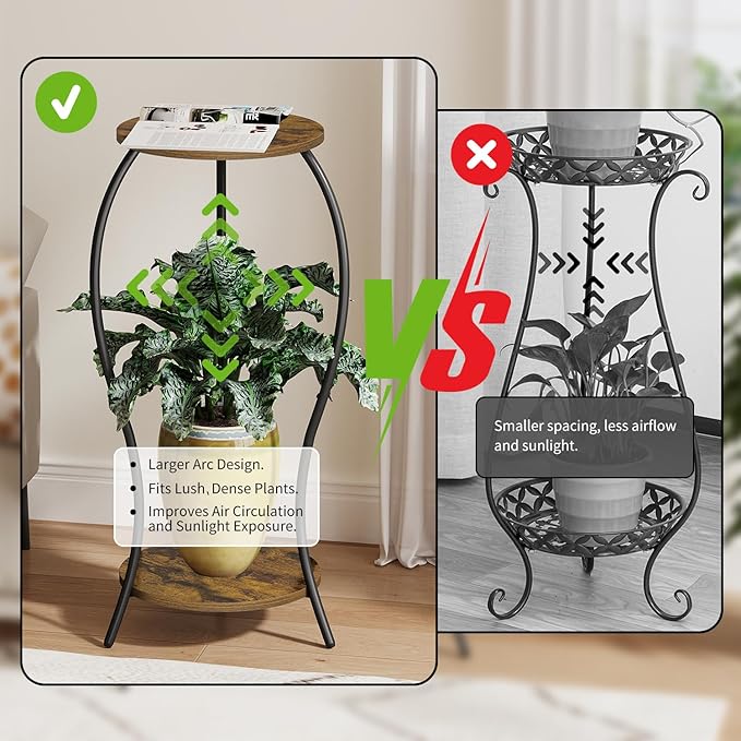 Plant Stand Indoor,2 Tier Round Potted Holder Stand,Flower Pot Stand,Plant Supports Rack,Corner Plant Shelf for Planter Garden Balcony Patio Living Room