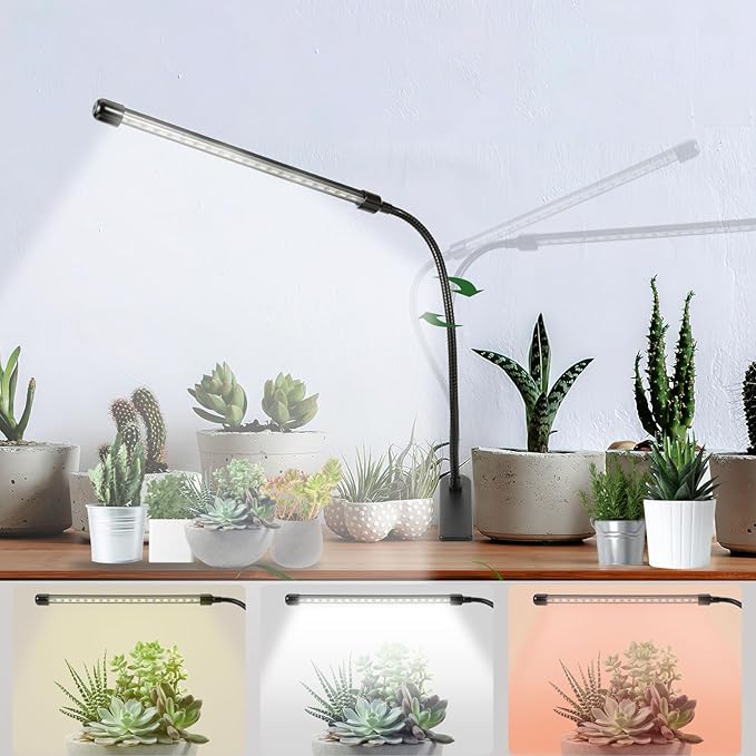 Clip On Grow Light for Indoor Plants,Full Spectrum Led Plant Grow Lights with Auto-Timer, Plant Growing Lamp for Seed Starting,Houseplants, Bonsai, Pot Plant,2 Lamps(2pack)