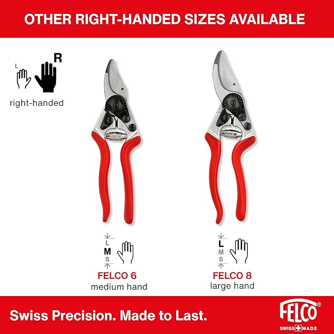 Felco F 14 Pruning Shears – 7.1" Garden Clippers for Small Hands with Bypass & Anvil Blades | Hand Pruners for Gardening | Garden Tool Cutter with Forged Alloy Steel Build, Lightweight Swiss Design