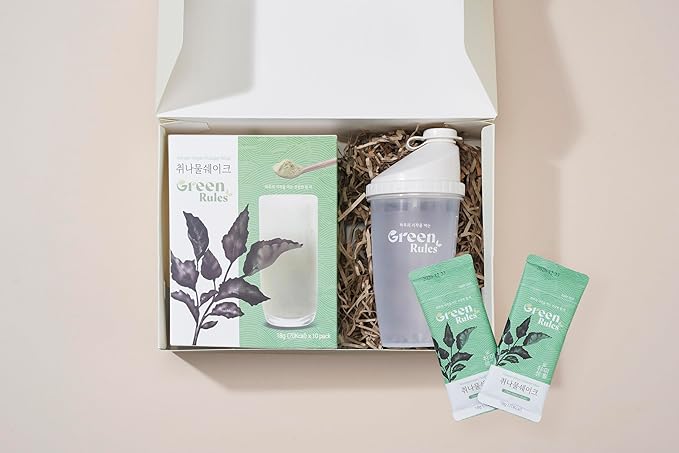 Korean Food Greenrules Korean Grain Shake Gift Set with Chwinamul – Plant-Based Meal Mix Powder, 10 Stick Packs + Free Shaker Bottle