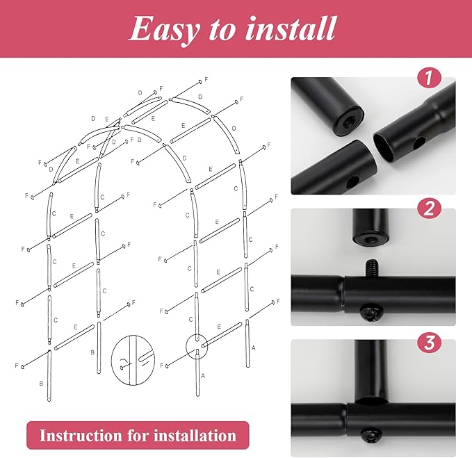 Thickened Tube Garden Arch Trellis - 4.6ft Wide x 7.9ft High or 7.6ft Wide x 6.4ft High - Trellis for Climbing Plants - Stable Garden Arbor, Wedding Arch Decorations, Birthday Party Decoration
