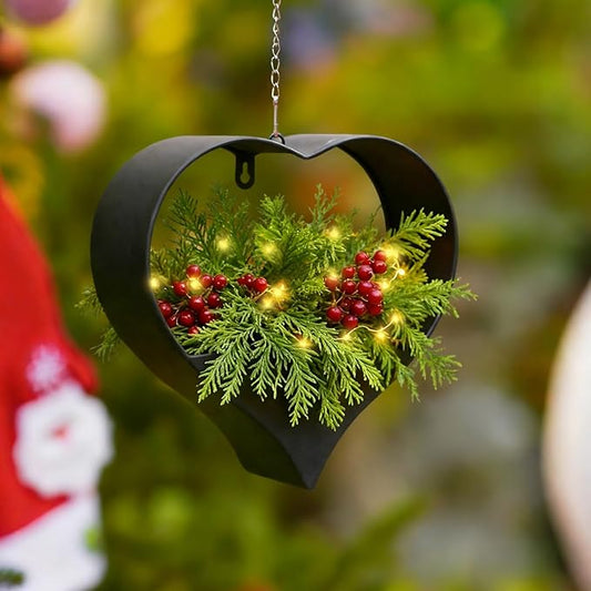 Metal Plant Hangers Indoor and Outdoor: Christmas Birthday Gifts for Women Mom Wife Garden Lovers - Heart Shape Hanging Planters Perfect for Window Wall Living Room Office Decor(Black)