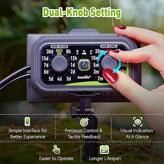 RAINPOINT Compact Programmable Solar Automatic Plant Waterer Kit Work with Indoor Outdoor,Self Watering Drip Irrigation Pump Indoor/Outdoor Vacation Free Low Water Auto Shut-Off Water 10-20 Plants