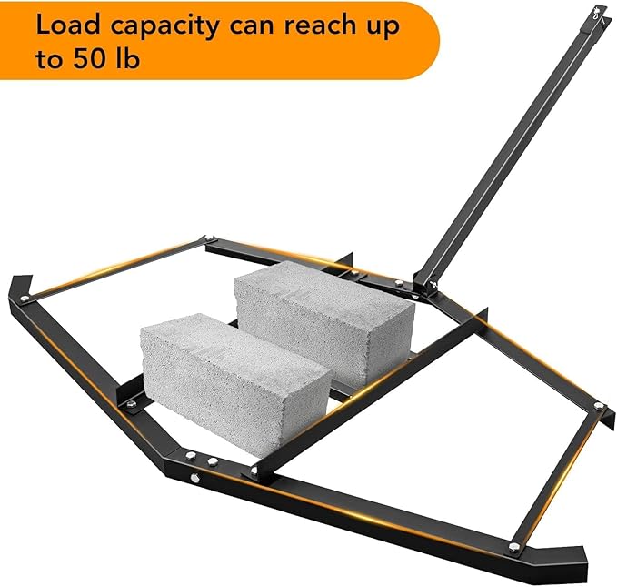 90" Heavy Duty Steel Drag Harrow, Driveway Drag with Adjustable Bars & Pin Hitch, Tow Behind Driveway Grader and Power Rake for ATV, UTV, Tractor, Mower, Land Leveler for Gravel, Soil, Sand, Hay