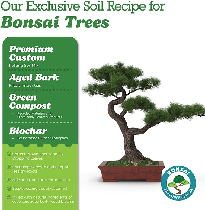 100% Organic Bonsai Soil – All-Natural, Well-Draining Potting Mix for Healthy Bonsai, Succulents, Cactus & Kokedama | Pumice, Akadama, Bark | Made in USA | 3L Bag