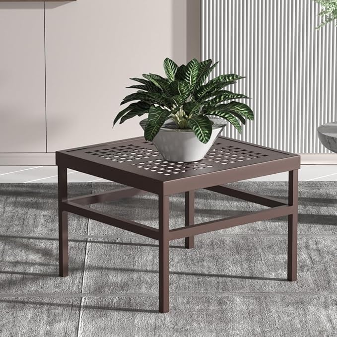 Plant Stand - Indoor/Outdoor Extra-Sturdy Aluminum Plant Stand – Ideal for Patios, Gardens, Living Room Decoration（Brown）