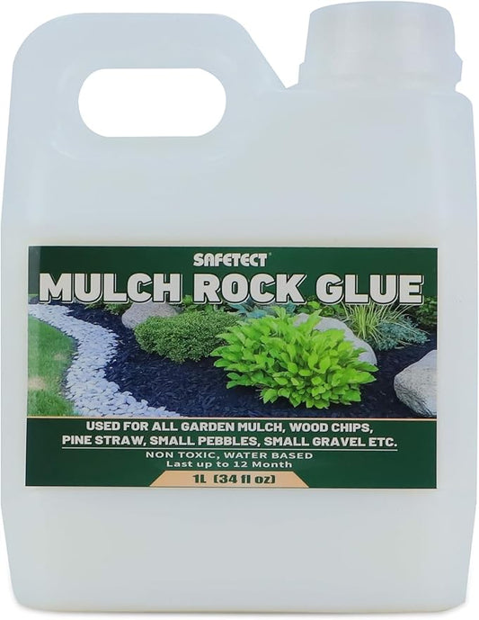 Mulch and Rock Glue for Landscaping Pea Gravel Glue Landscape Rock Adhesive for Garden, Fast-Dry, Non-Toxic Mulch Binder Stabilizer for Gravel, Stones and Bark 34fl oz