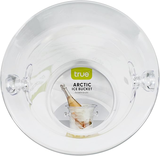 True Clear Acrylic Ice Bucket with Handles, 3-Liter Capacity, Durable Wine and Champagne Bucket, Perfect Ice Buckets for Parties, BBQs, Weddings, Picnics, Holidays, Outdoors, 8.75" x 8.25", Set of 1