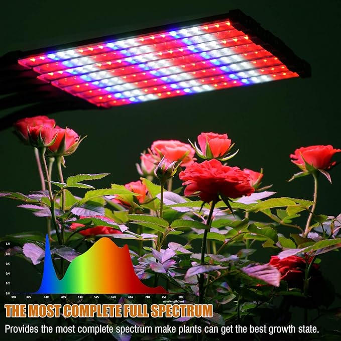 Grow Lights for Indoor Plants Full Spectrum with Stand and Timer, (Red+Blue+White) 8 Heads LED Plant Lights for Indoor Growing, Standing Floor House Plant Lamp for Seed Starting.