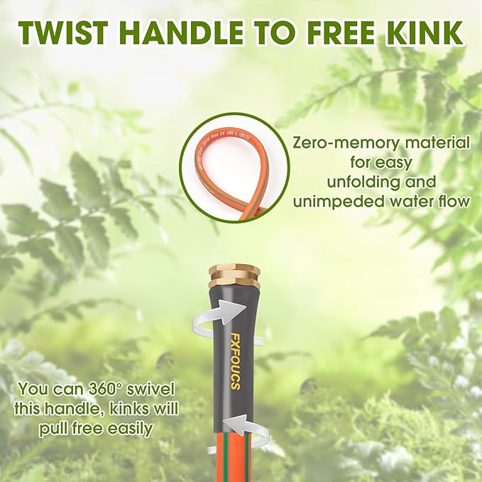 Heavy Duty Garden Hose – 5/8 Inch Flexible, Lightweight Hybrid Hose with 600 PSI Burst Pressure, Swivel Handle,All-Weather Water Hose, Durable Copper Male/Female Fittings (Orange, 75FT)
